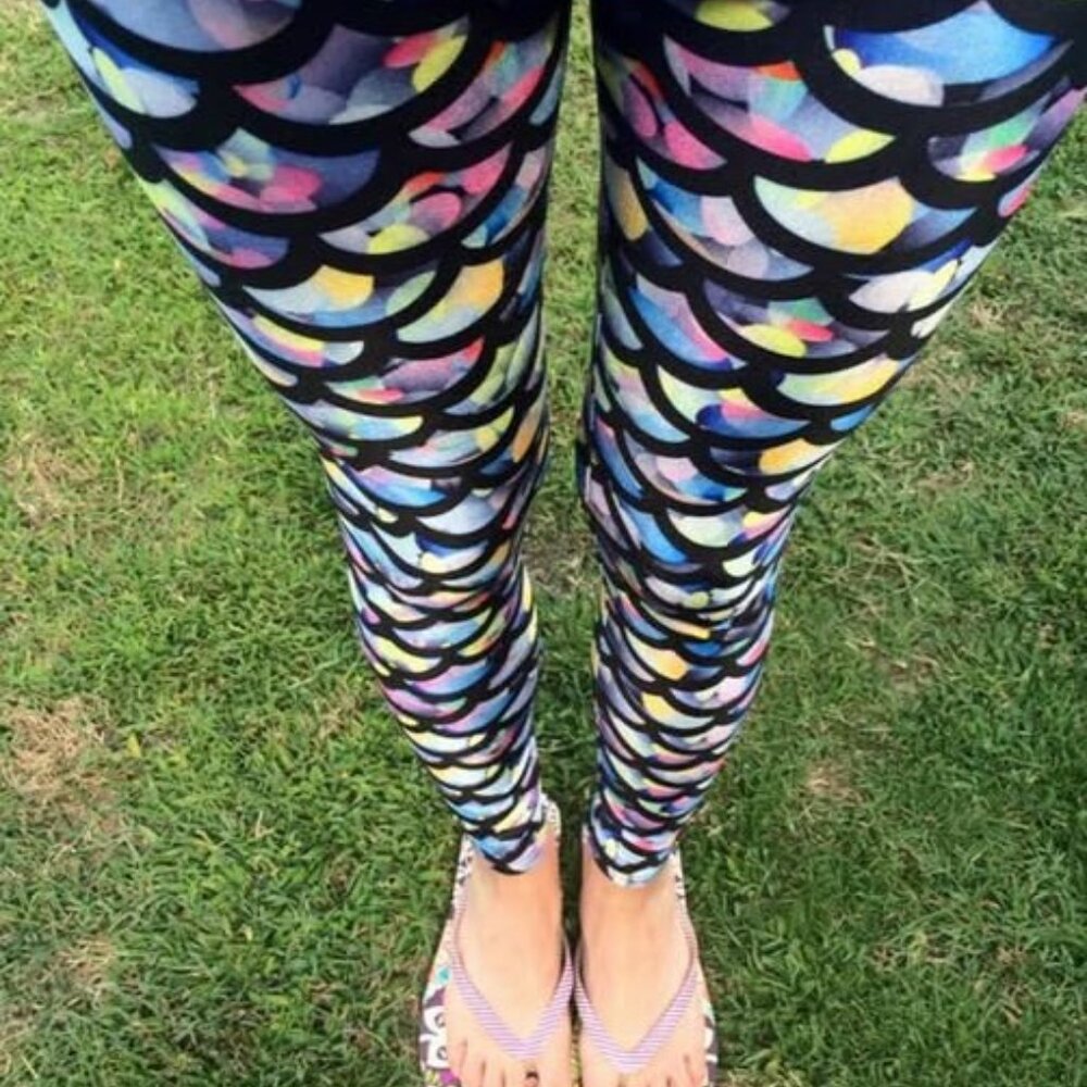 Mermaid Fish Scale Leggings by ONLINE LEGGING STORE - XL - NWT - Picture 4 of 9